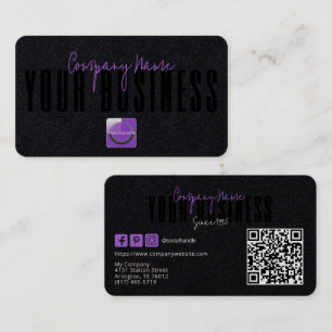 Sophisticated Modern Black  Purple Logo Generic  Business Card
