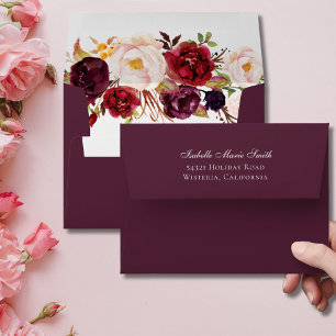Sophisticated Modern Burgundy Wedding Invitation Envelope