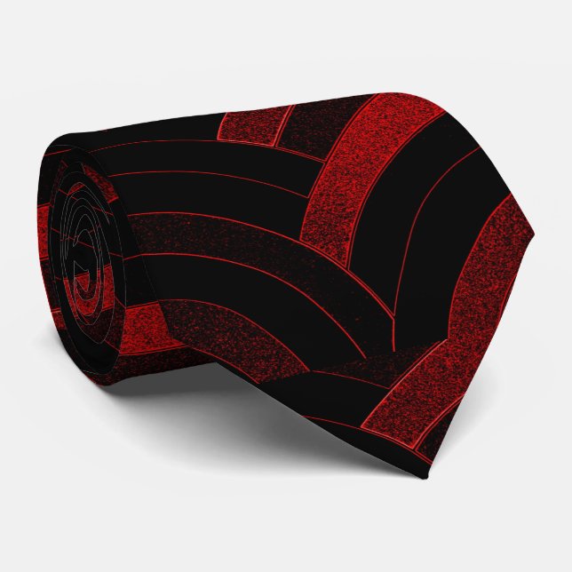 sophisticated modern curved  red/black chevron tie (Rolled)