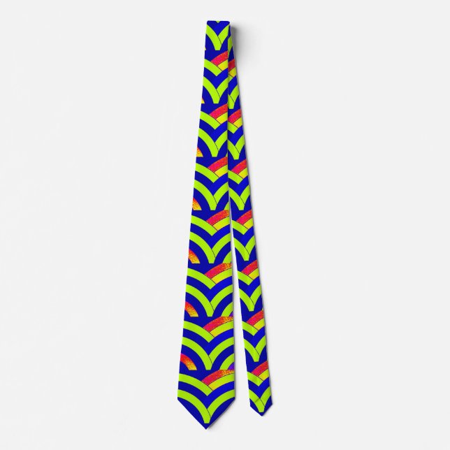 sophisticated modern green/blue  curved chevron tie (Front)