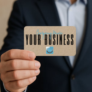 Sophisticated Modern Kraft Blue Logo Generic  Business Card