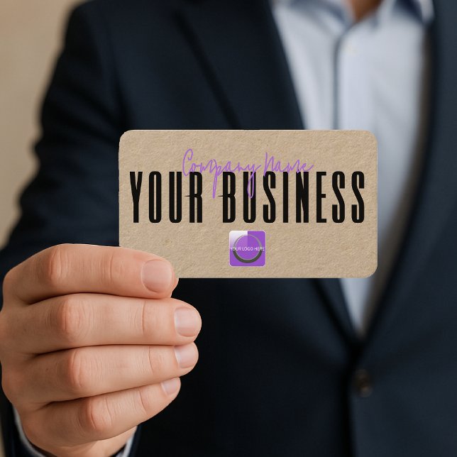 Sophisticated Modern Kraft  Purple Logo Generic  Business Card (Creator Uploaded)