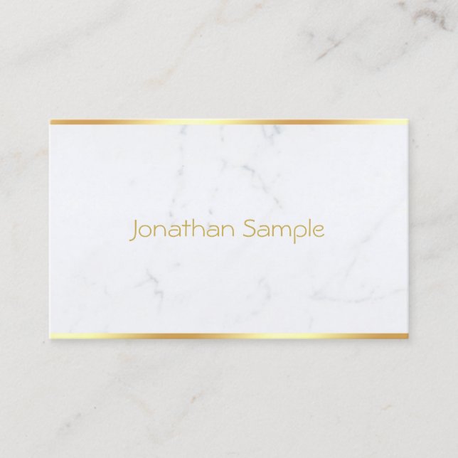 Sophisticated Modern Marble Gold Text Template Business Card (Front)