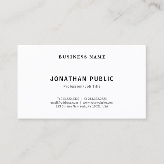 Sophisticated Modern Minimalist Design Simple Chic Business Card (Front)