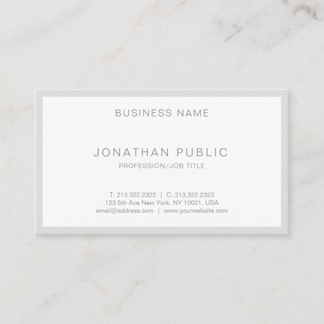 Sophisticated Modern Minimalist Plain Sleek Luxe Business Card (Front)
