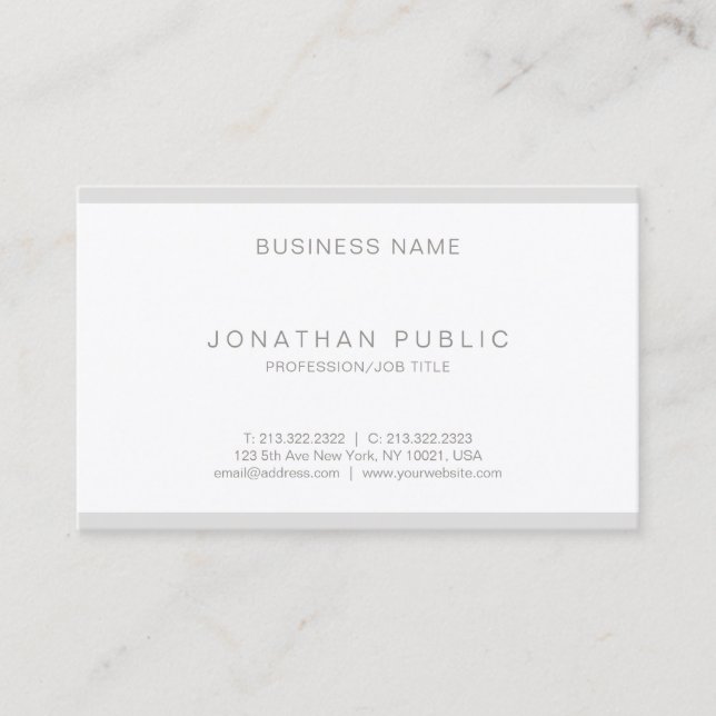 Sophisticated Modern Minimalist Plain Sleek Luxe Business Card (Front)