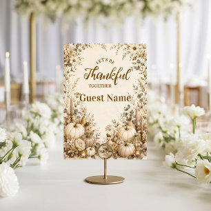 Sophisticated Modern Neutral Thanksgiving Place Card