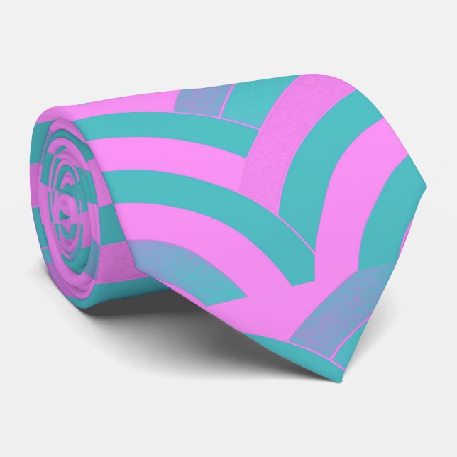 sophisticated modern pink/green curved chevron tie (Rolled)