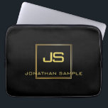 Sophisticated Monogram Black Gold Template Laptop Laptop Sleeve<br><div class="desc">Sophisticated Monogram Black Gold Template Laptop Sleeve.</div>