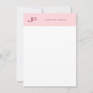 Sophisticated Monogram Blush Pink White Simple Card
