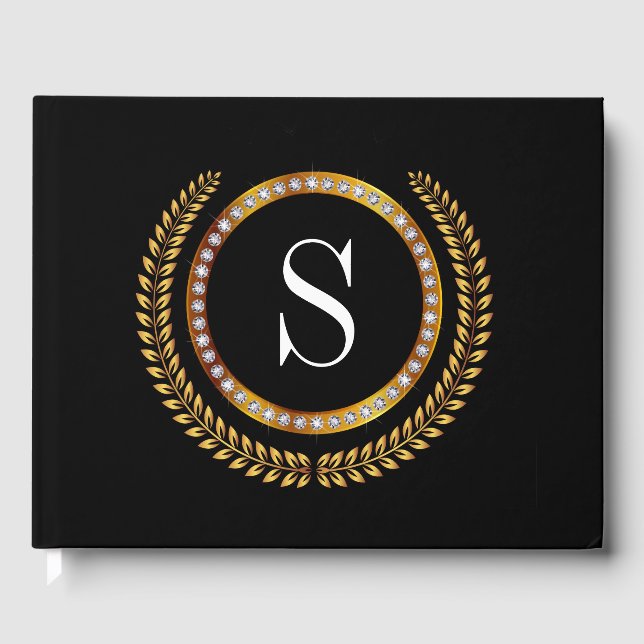 Sophisticated Monogram Guest Book (Front)