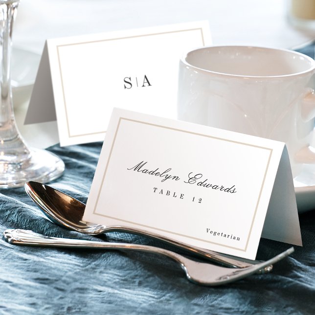 Sophisticated monogram minimal Foldable Place Card (Sophisticated monogram minimal Foldable Place Card)