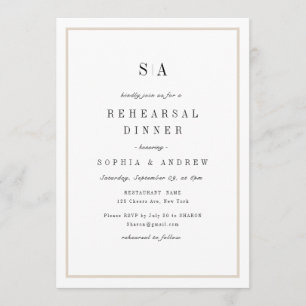Sophisticated monogram minimalist Rehearsal Dinner Invitation