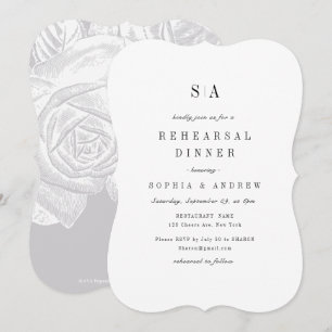 Sophisticated monogram minimalist Rehearsal Dinner Invitation