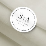 Sophisticated monogram minimalist wedding favour classic round sticker<br><div class="desc">Sophisticated black and white minimalist wedding favour stickers with couple's monogram. Simple and elegant. Great for modern classic wedding,  and formal wedding.
See all the matching pieces in the collection.</div>