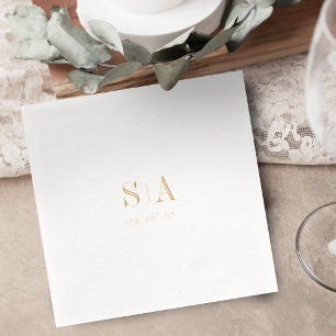 Sophisticated monogram minimalist wedding foil napkins