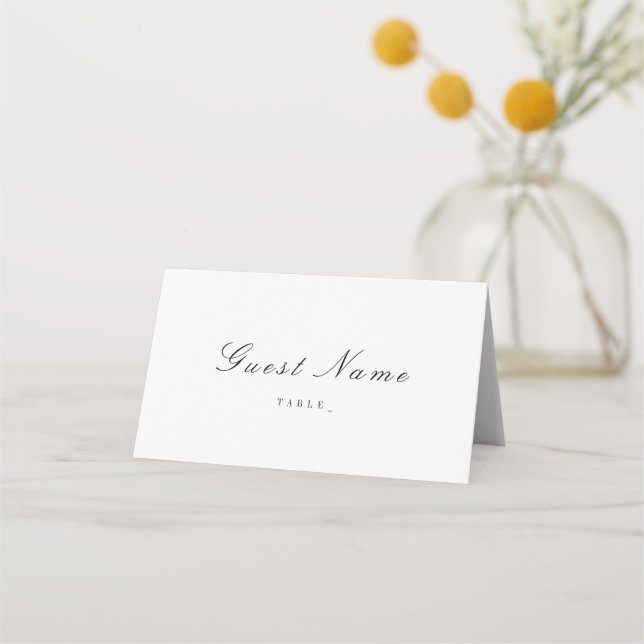 Sophisticated monogram minimalist wedding place card (Front)