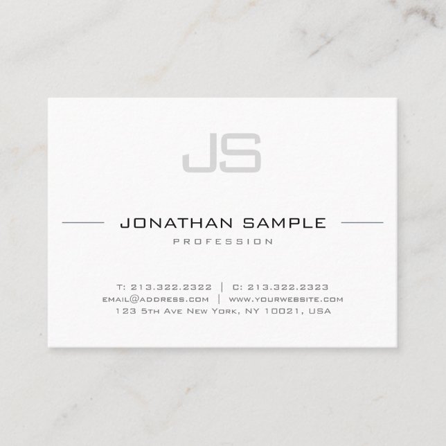 Sophisticated Monogram Trendy Smooth Design Business Card (Front)