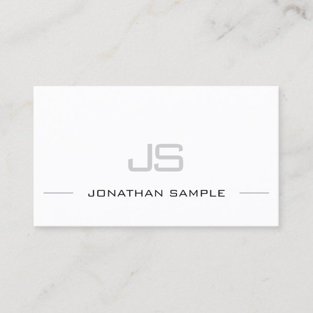 Sophisticated Monogrammed Modern Sleek Chic Plain Business Card (Front)