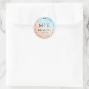 Sophisticated Muted Watercolor Initials Classic Round Sticker