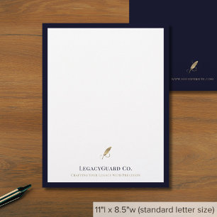 Sophisticated Navy and Gold Quill Business Custom Letterhead
