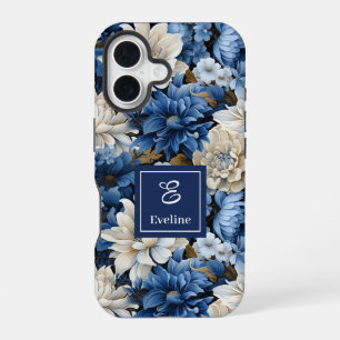 Sophisticated Navy Blue Flowers Luxury Phone Case