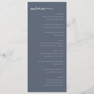 Sophisticated Navy Blue Minimalist Wedding Menu