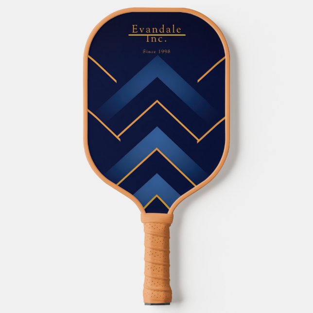 Sophisticated Navy Gold Chevron Personalised Pickleball Paddle (Front)