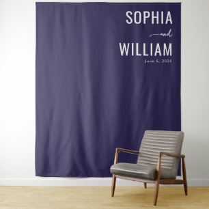 Sophisticated Navy Minimalist Names Tapestry