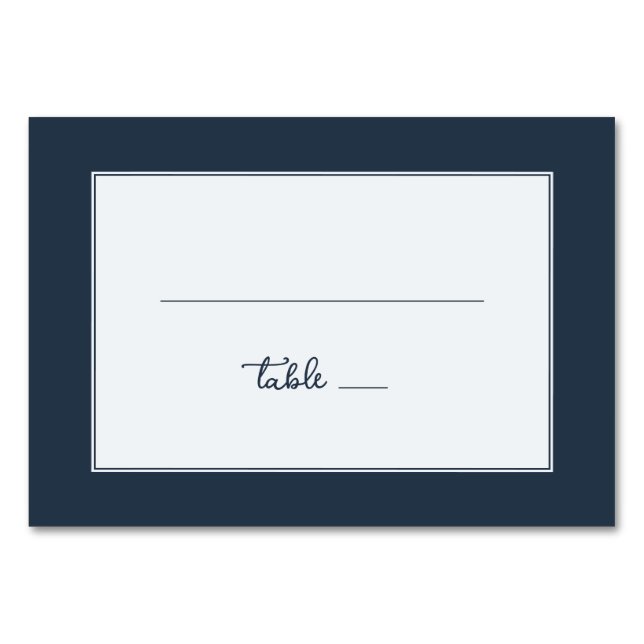 Sophisticated Navy Minimalist Table Number (Front)