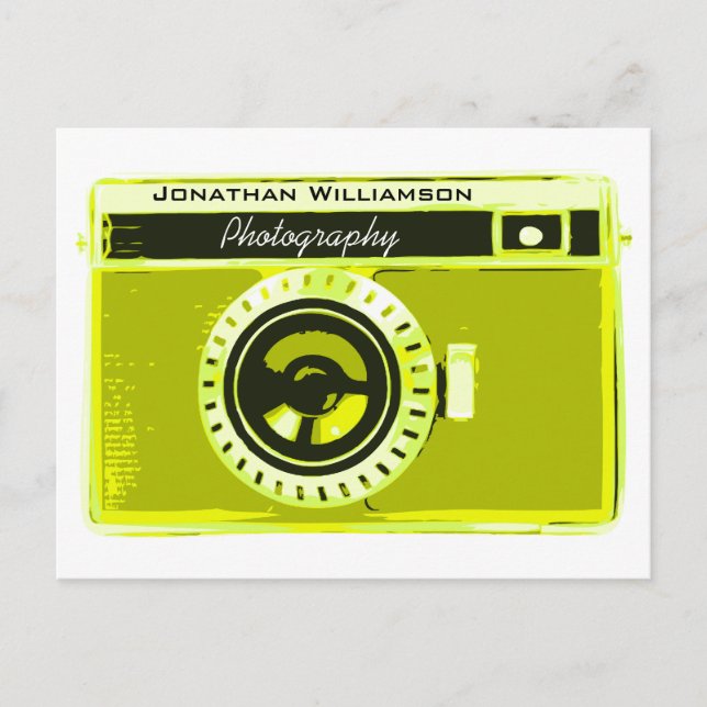 Sophisticated Olive Camera Photography Business Postcard (Front)