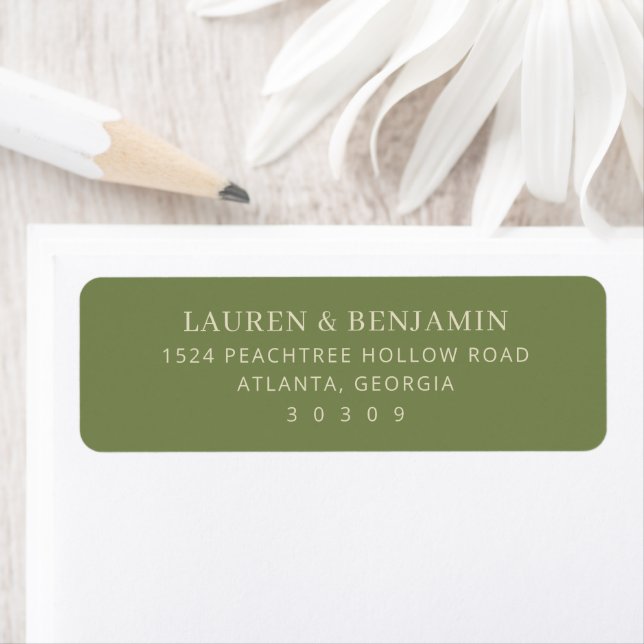 Sophisticated Olive Green Typographic Address Labe (Insitu)