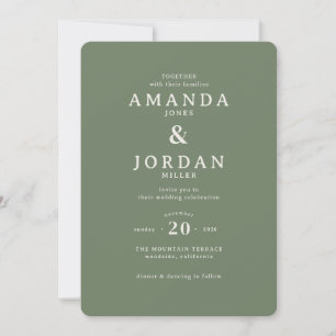 Sophisticated Olive Green Typographic Invitation