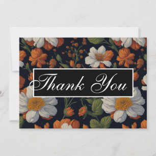 Sophisticated Orange white elegant retro flowers Invitation