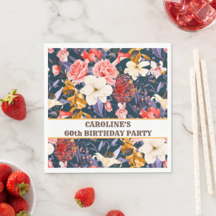 Sophisticated Outdoor Floral Garden 60th Birthday Napkin