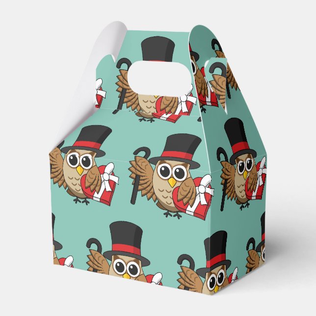 Sophisticated Owl with Heart Chocolate Box (Front Side)