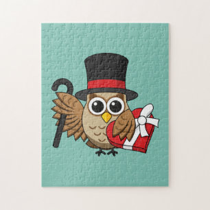 Sophisticated Owl with Heart Chocolate Box Jigsaw Puzzle