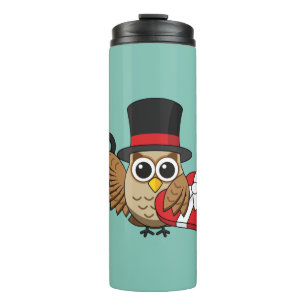 Sophisticated Owl with Heart Chocolate Box Thermal Tumbler