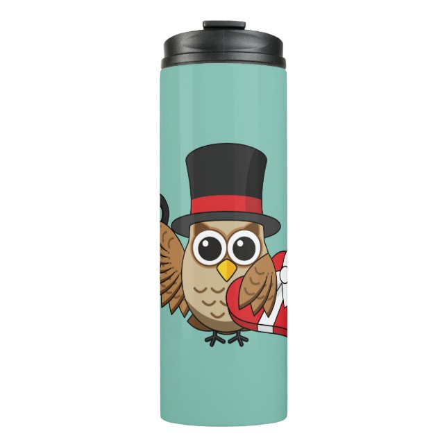 Sophisticated Owl with Heart Chocolate Box Thermal Tumbler (Front)