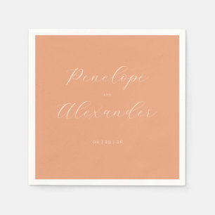 Sophisticated Peach Calligraphy Napkin