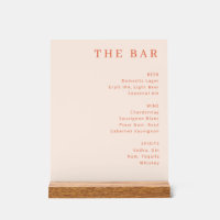Sophisticated Peach Minimalist Bar Menu