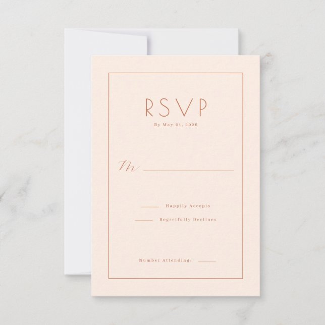 Sophisticated Peach Minimalist RSVP Card (Front)