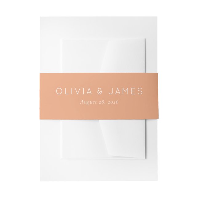 Sophisticated Peach Typographic Invitation Belly Band (Front Example)