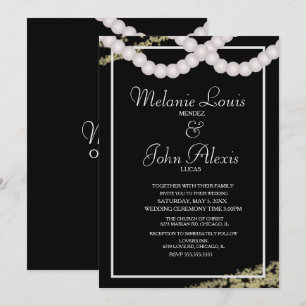 Sophisticated Pearl Foil Confetti Borders Wedding Invitation