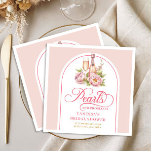 Sophisticated Pearls and Prosecco Bridal Shower Napkin