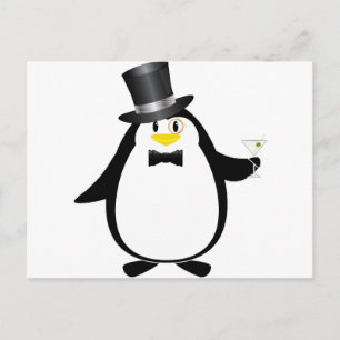 Sophisticated Penguin with Martini Postcard
