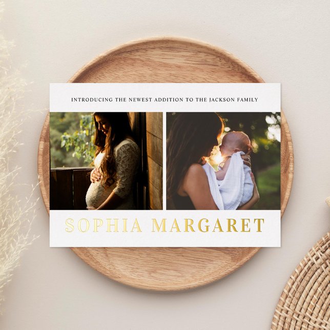 sophisticated Photo Golf Foil Birth Announcement (Creator Uploaded)