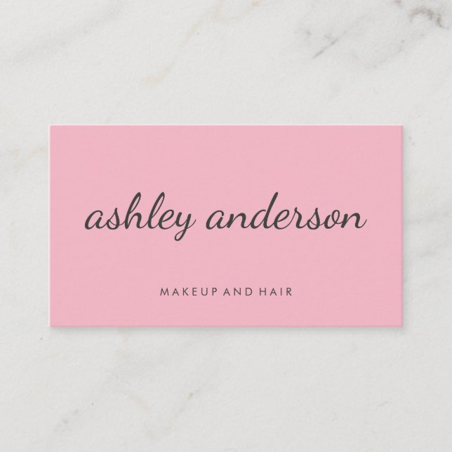 Sophisticated Pink Cursive Text Business Card (Front)