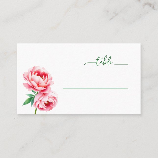 Sophisticated Pink Floral Label Place Card (Front)