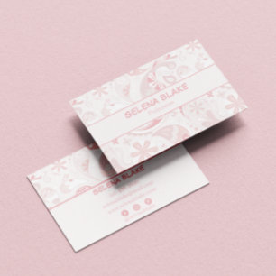 Sophisticated Pink Floral Modern & Professional Business Card